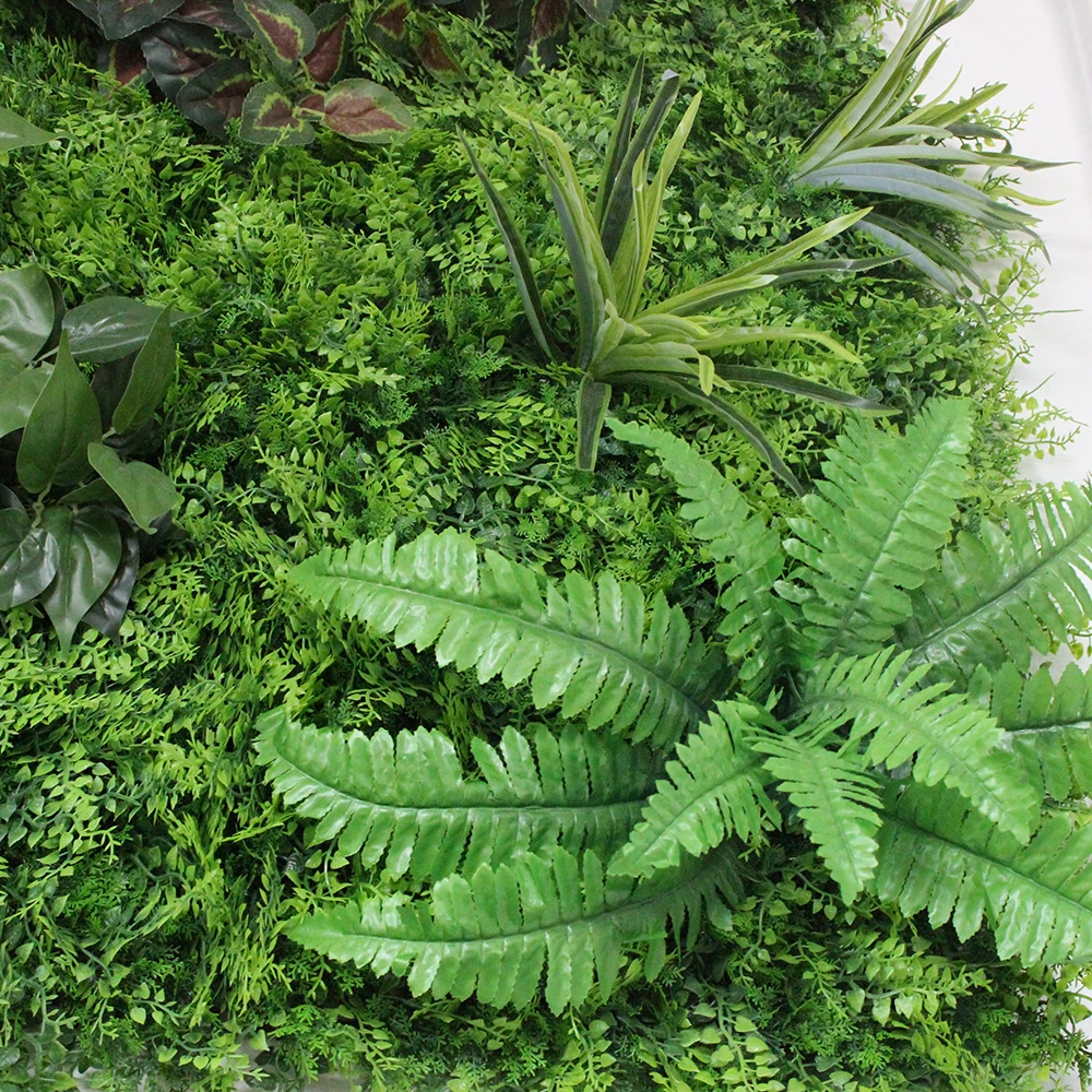 Mixed green plastic grass plants made artificial vegetal wall for indoor decoration