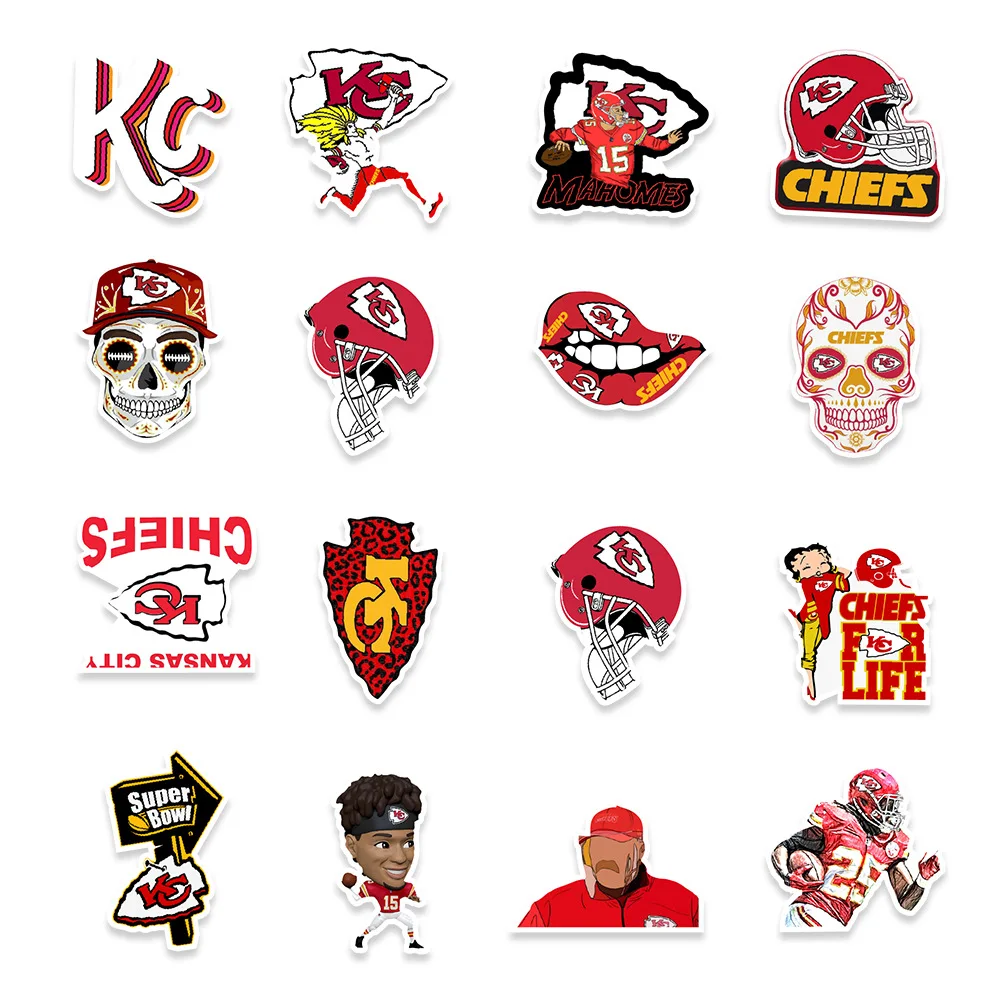 50 Pcs Kansas City Chiefs Football Graffiti Stickers Car Trunk Mobile Phone Water Cup Decoration Stickers Wholesale