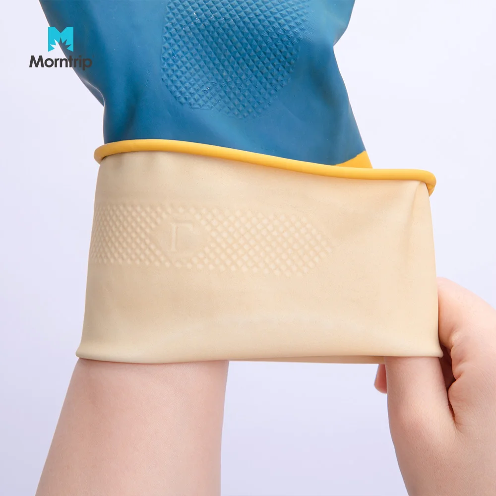 EN388 EN420 EN374 Economy Hot Sale Bi-color Cleaning Usage and Latex Material Household Cheap Latex Glove