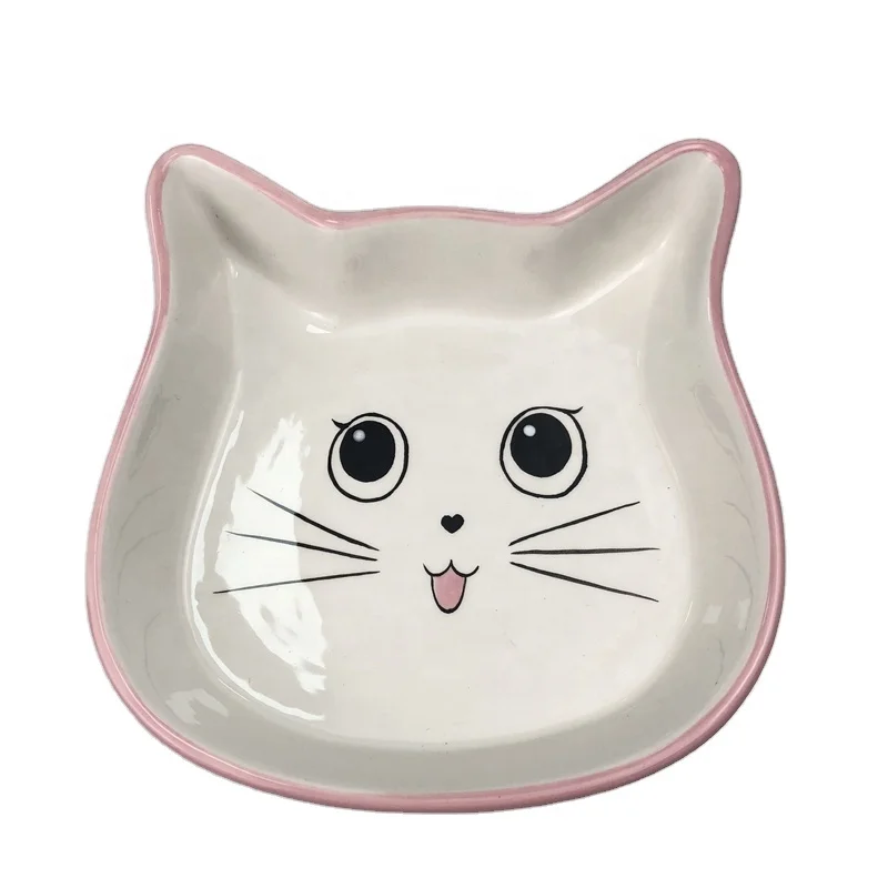 Custom ECO-Friendly ceramic kitty/cat pet bowls Pink