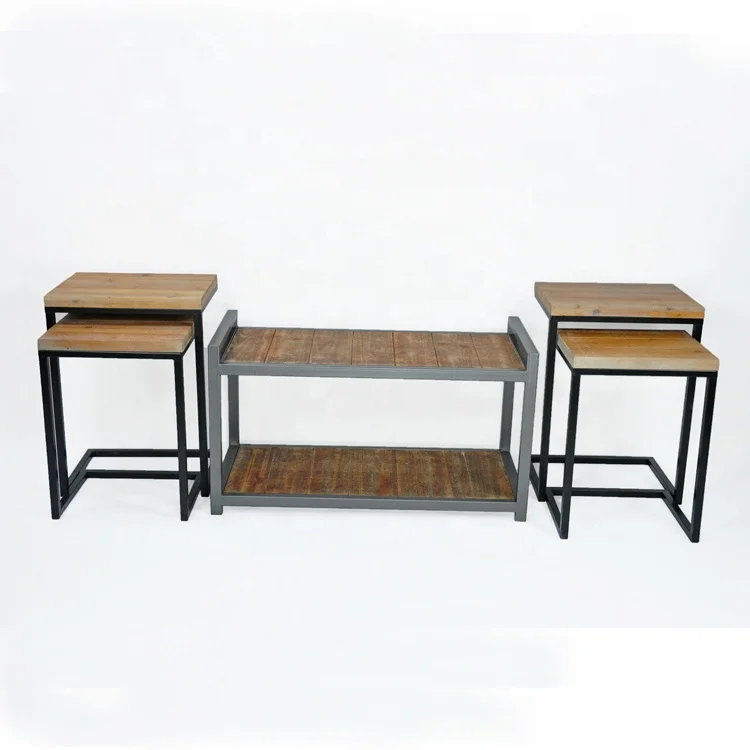 Набор из 5 консолей для прихожей IVYDECO, деревянный стол с металлическими ножками