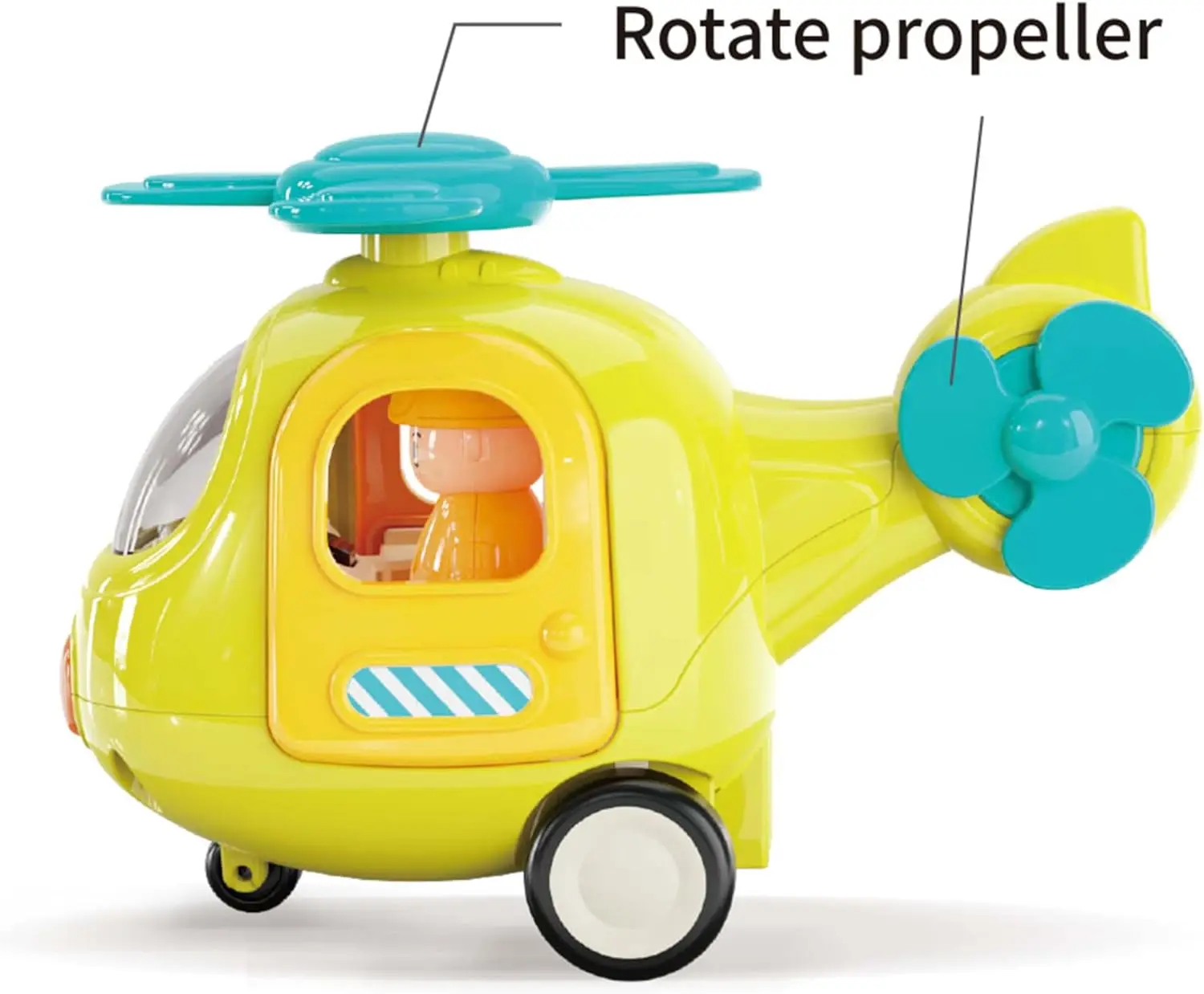 CPS Light-Up Construction Vehicles Toys Helicopter Shape Pull Back Car Toys for toddler with Music Sound