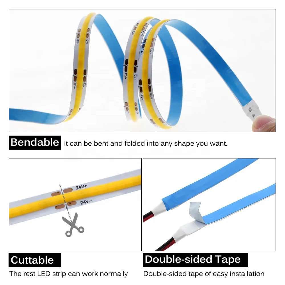 Бесзристая Светодиодная лента COB 12 в высокой плотности 480 светодиодов/м 1 м/3 м/5 м гибкая светодиодная RGB свет белый/красный/синий/зеленый