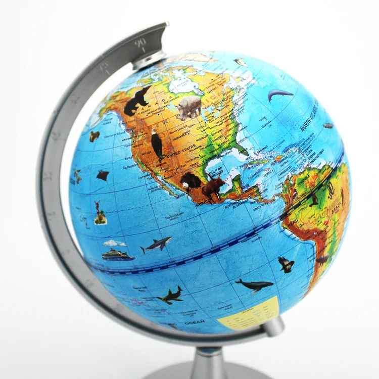 14C high quality blue background color cartoon plastic holder globe educational teaching tool