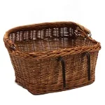 Factory Direct Hand Weaving Removable Wicker Bicycle Basket With Leather Strips
