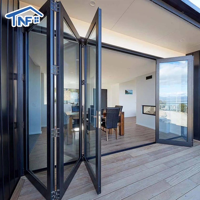 Алюминиевые двери алюминиевые двойные для внутреннего дворика выходные Энергоэффективные складные
