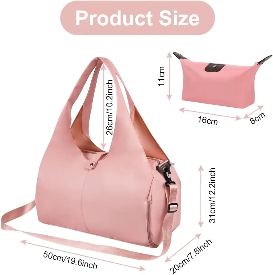 Sports Bag for Men and Women with Shoe Compartment & Wet Compartment Weekender Travel Bag Leisure Handbag Foldable Gym Bag