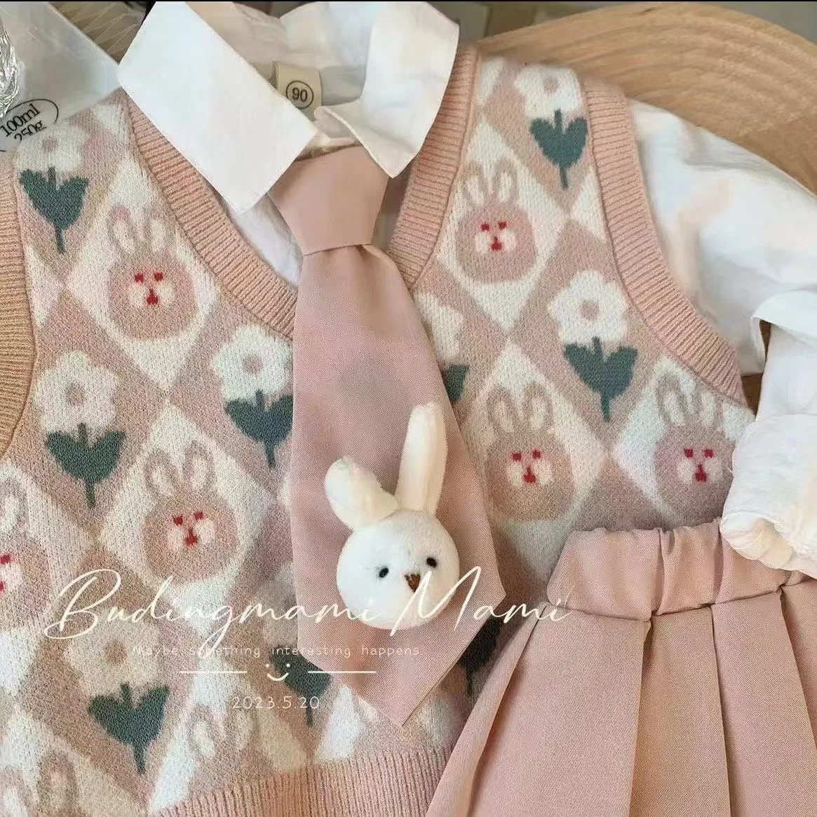 Shuoyang Pink outfit for cute girls in spring 2024 Daily clothing suitable for cute girls aged 5-15 china kids clothing