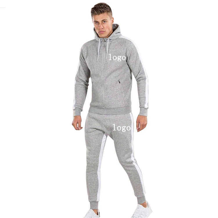 Мужские комплекты нижнего белья из 2 предметов, Мужская одежда, спортивный костюм для бега, комплекты Создай свой собственный логотип хлопковая флисовая синий полосатый мужской спортивный костюм