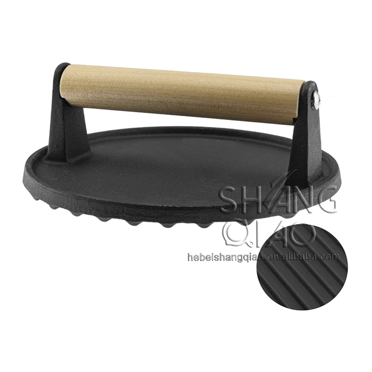 Сверхмощный круглый чугунный гриль пресс для мяса стейка бургеров