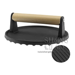 Heavy-Duty Round Cast Iron Grill Meat Press, Cast Iron Steak Grill Weight, Cast Iron Burger Smasher Burger Press