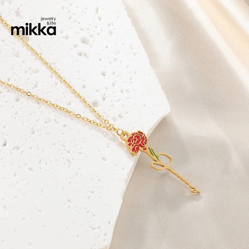 Оптовая продажа из нержавеющей стали Эмаль 18K позолоченное изящное ожерелье с рожденным цветком дизайн ювелирных изделий