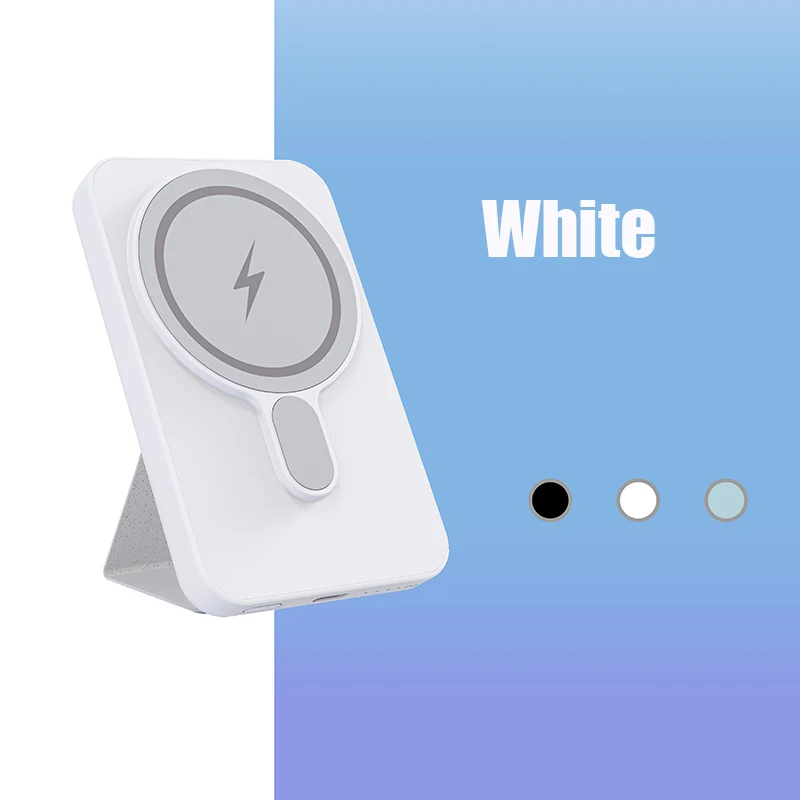 M1 2022 newest 5000mah 6500mah 10000 mAh desktop foldable  wireless Qi fast charge power bank with phone stand