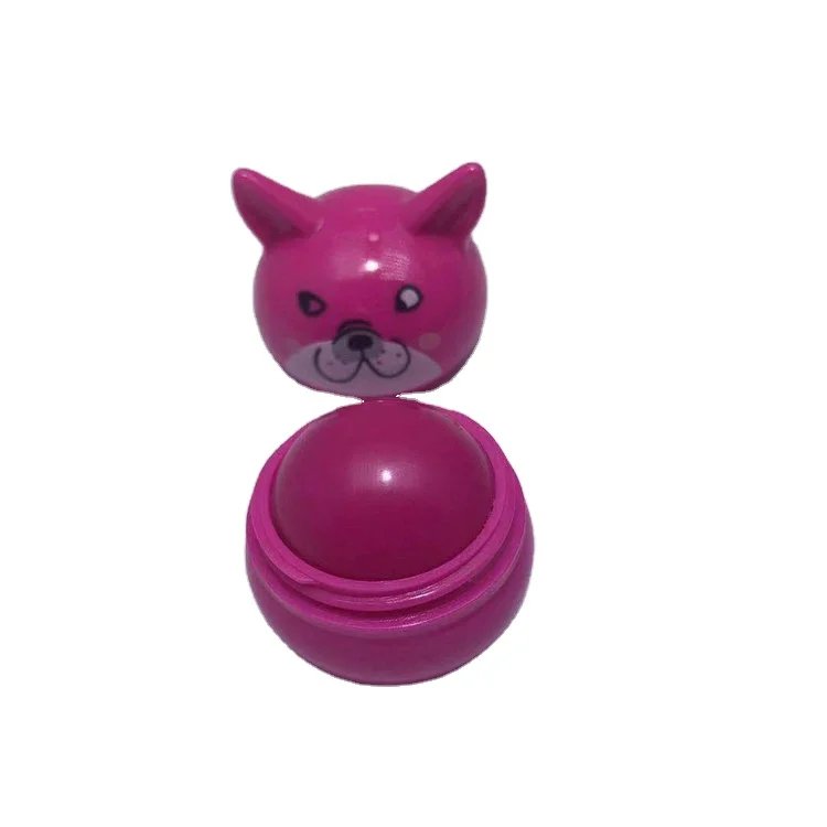 Promotion Custom Organic Lip Balm Cartoon Ball Container Taste Fruit Embellish Plant Moisturizing Spherical Lipstick Lip Gloss