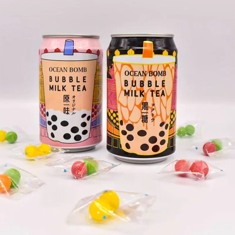 330ml QDOL Taiwan Ocean Bomb Canned Bubble Milk Tea Soda Soft Drink Carbonated Drinks