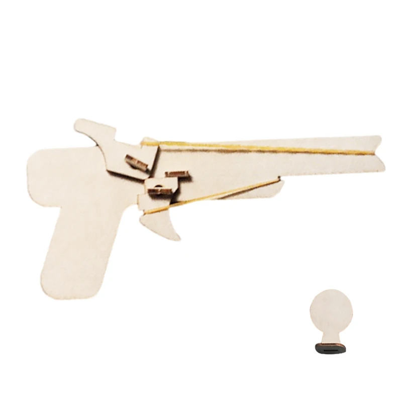 DIY wood laser cut rubber band pistol science toys STEM educational toys for science experiment