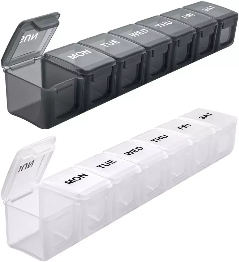 travel size pill box 7 compartments vitamin fish oil pill storage cases compact weekly pill organizer 7 day