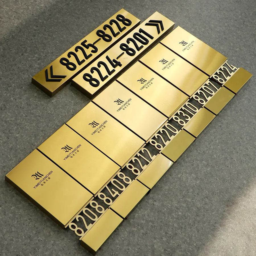 EZD custom Stainless Steel hotel door number Acrylic Hotel Room Number door plate Apartment hotel door number sign led