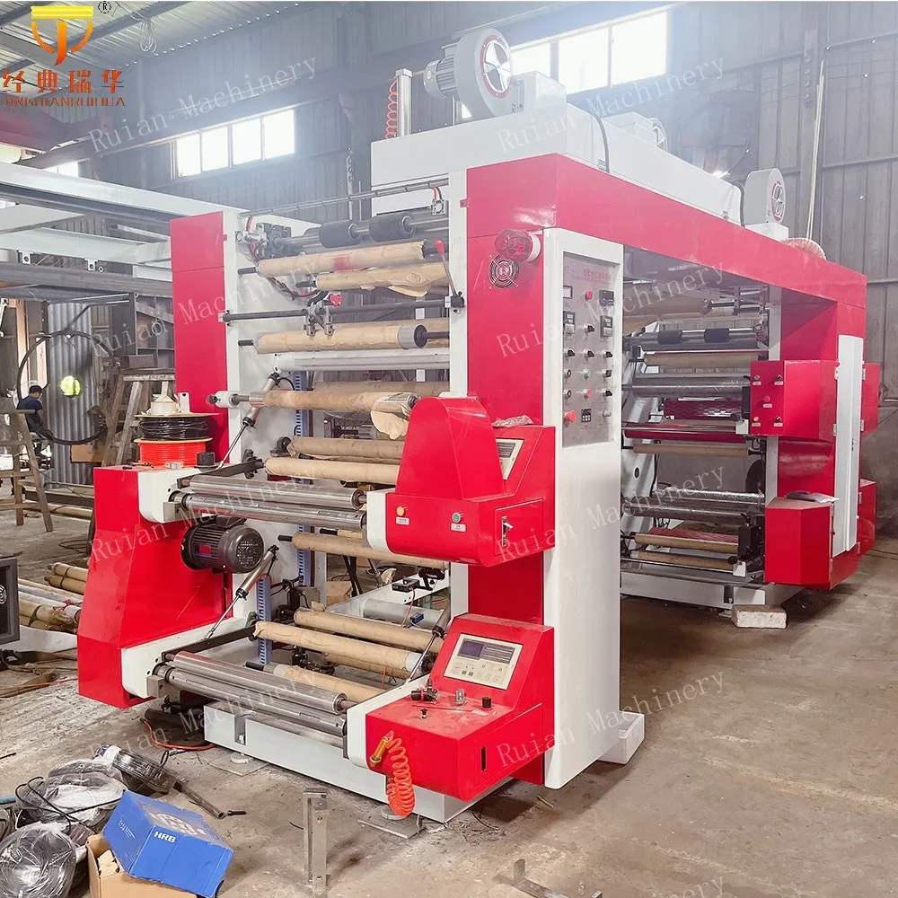 Automatic 120m/min Speed 4 Color Roll To Roll Plastic Film Flexo Printing Machine