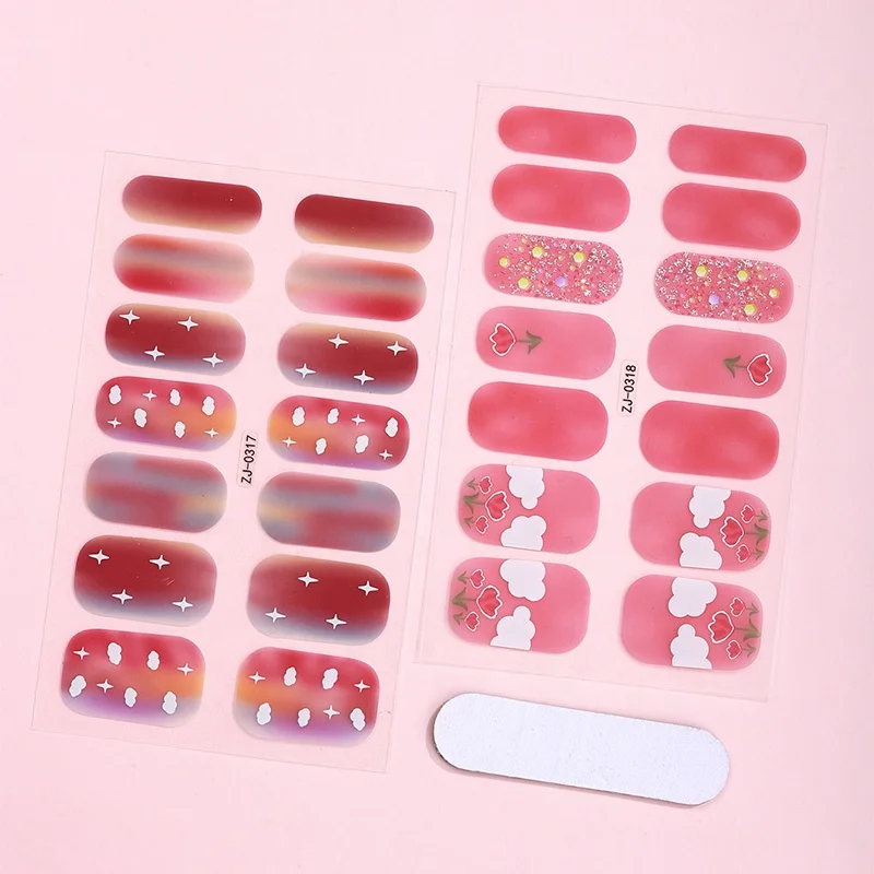 Custom Vegan Wholesale 14 Nail Foil Wraps Cute Luxury Nail Art Sticker Polish Design New Year 2023 Nail Color Strips