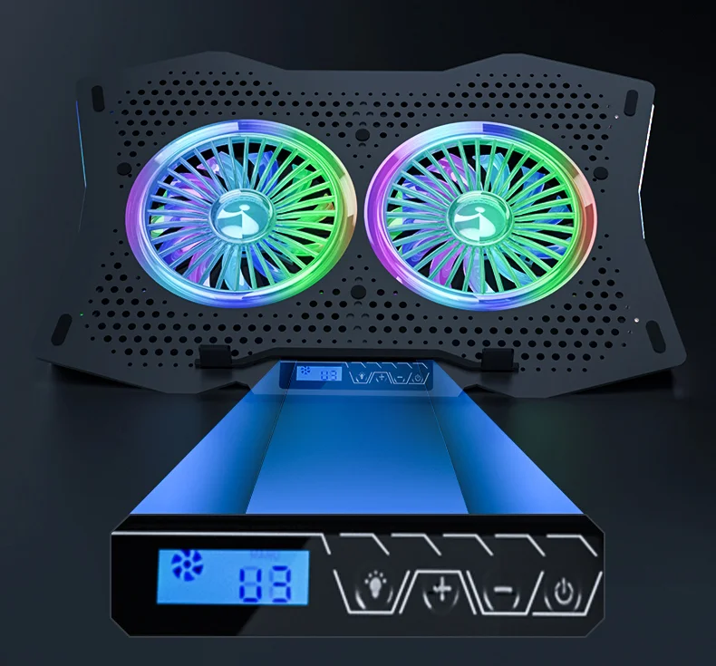 Great Roc Air-cooled 17Inch Cooling Pad For Laptop Stand Ice Coorel Rgb Laptop Cooling Pad With 2 Fans