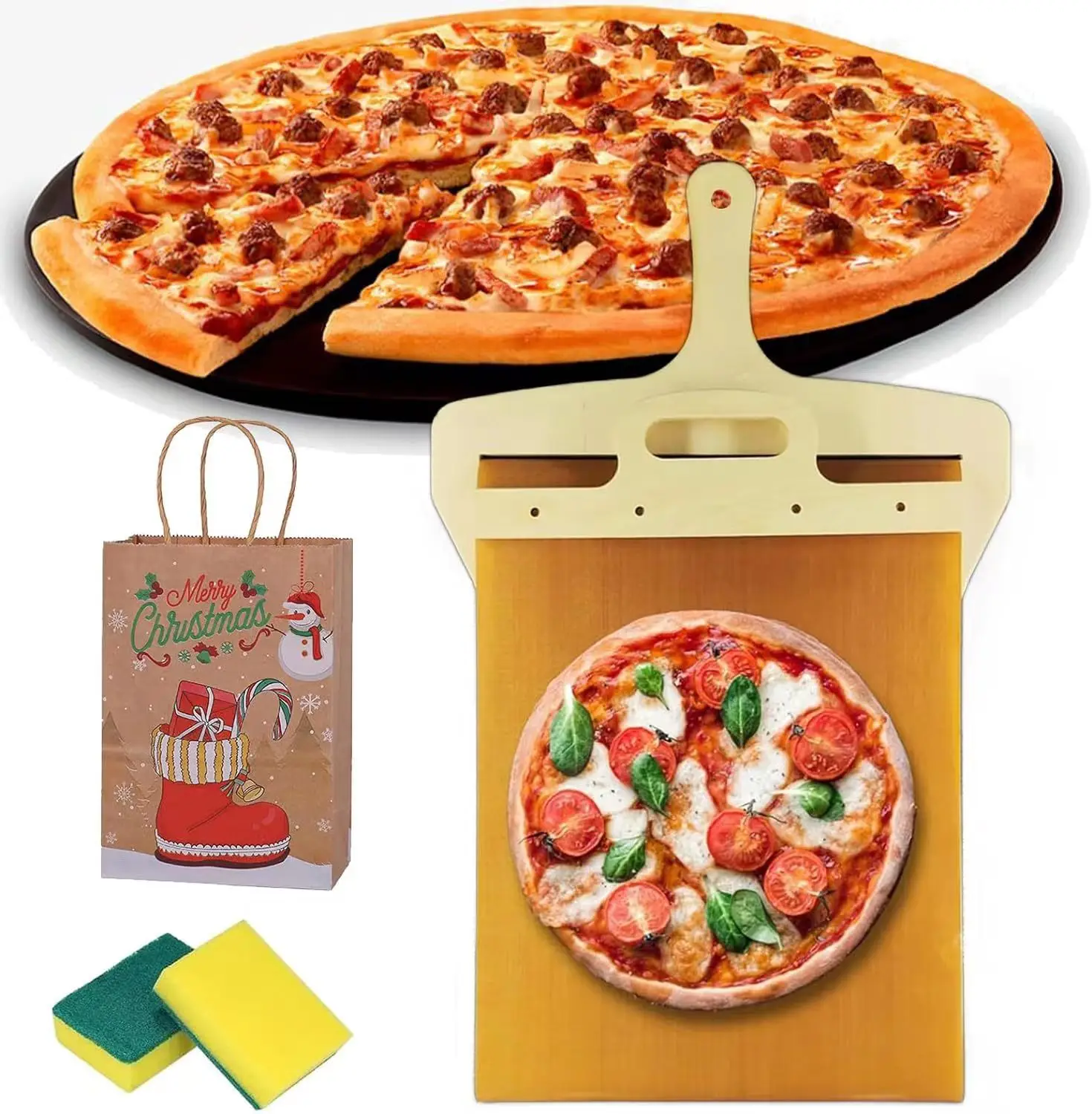 Bamboo spatula folding Pizza Spatula with Handle Slider Peel for Perfect Transfer Oven-Suitable Kitchenware Boxed