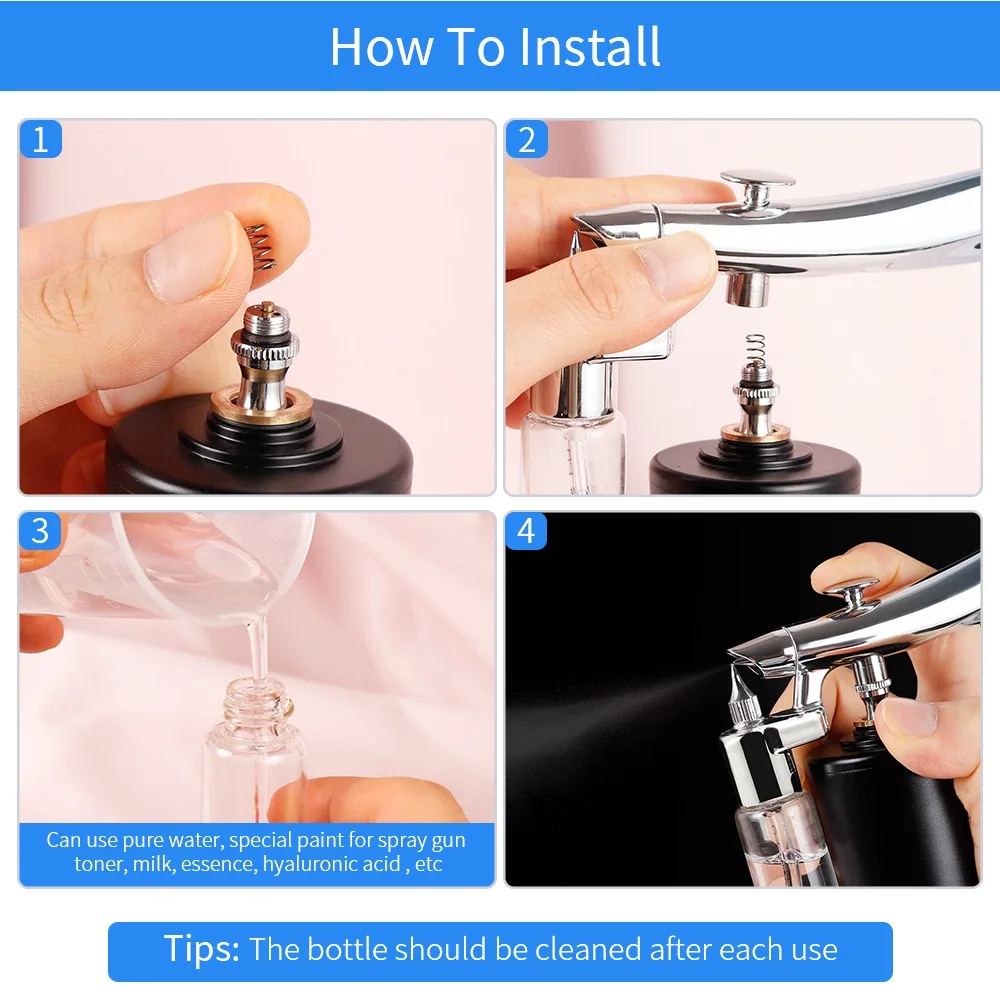 Handheld Airbrush Kit Rechargeable Mini Air Compressor Spray Gun with Double Action for Makeup Art Nail Painting Tattoo Manicure