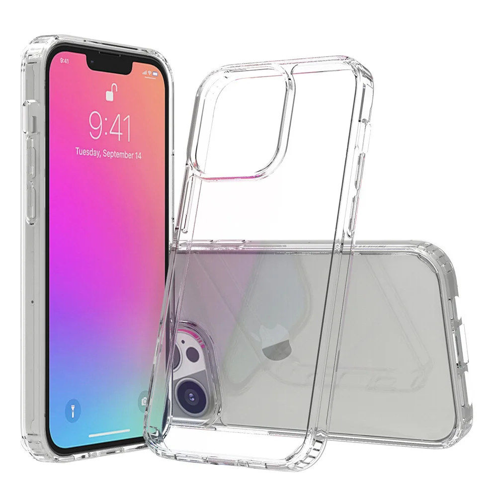 Hot selling 2 in 1 transparent acrylic TPU anti drop clean phone case for iPhone 11 12 13 pro max