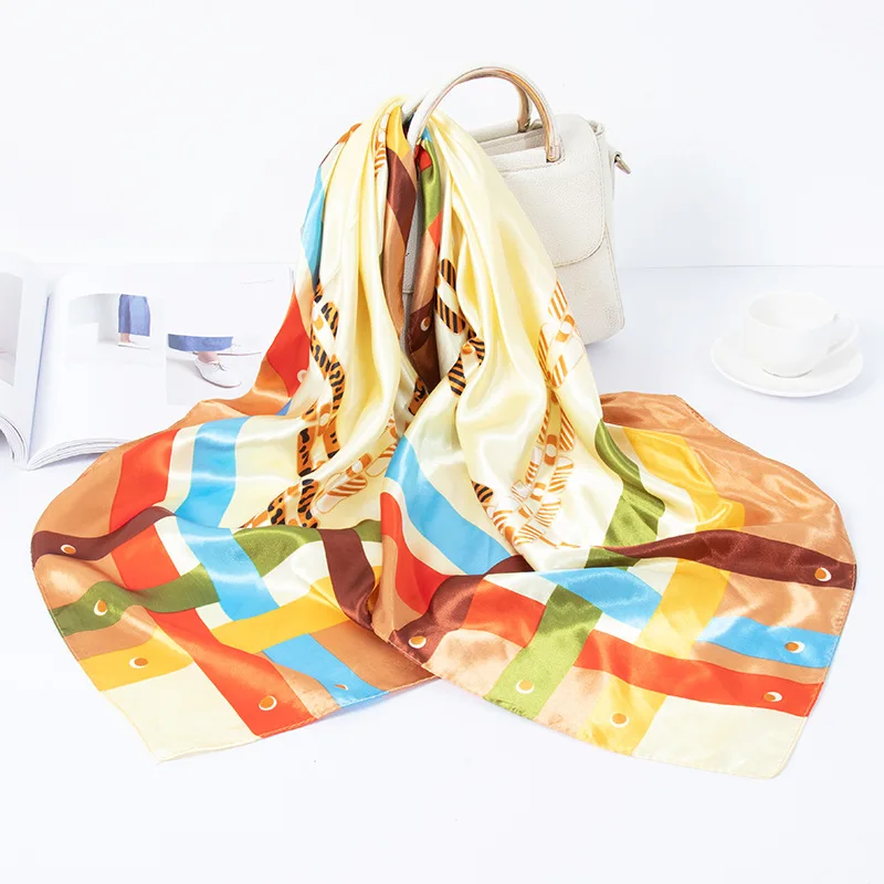 Satin Scarf Manufacture Custom Neck Silk Like Scarf Women Ladies Square Satin 90x90 Scarves