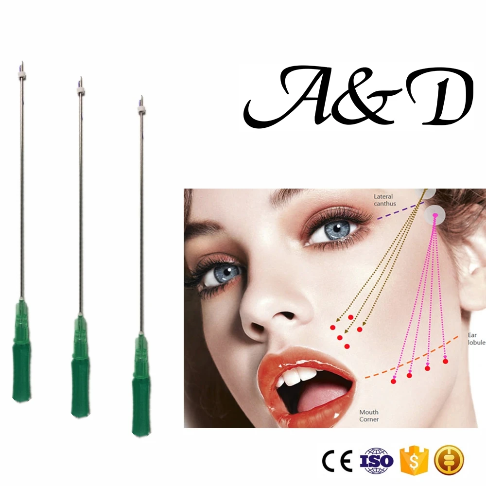 
Fast free shipping Korea PDO face lift thread 4D Cog 21G60mm with Blunt L needle for Fox eye lifting 