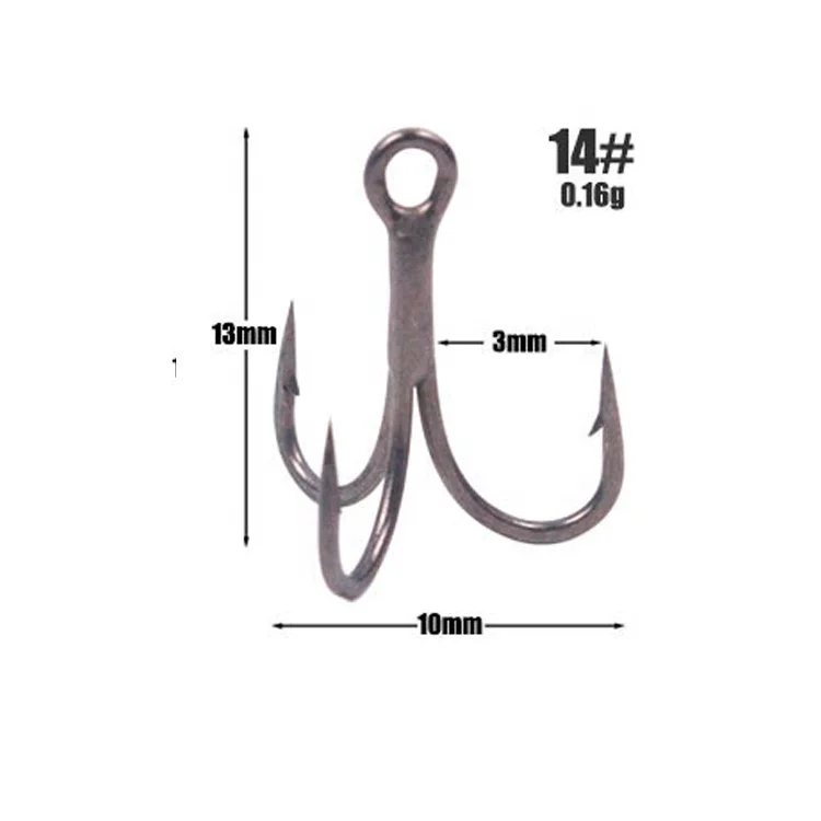 Fishing Treble Hooks 3X Strong Sharp Round Bend 6/8/10 Treblehook for Lures Baits Saltwater Fishing