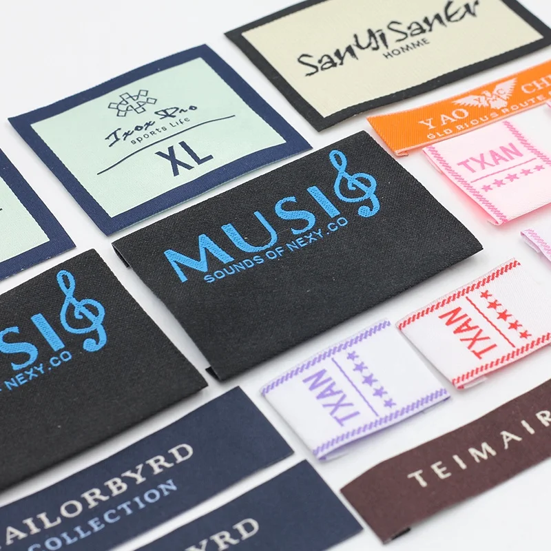 Custom Neck Tags Garment Labels Woven Tags Size Label T-shirt woven labels Tag for Clothes