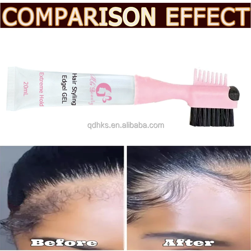 OEM Private Label Lace Wig Gel Edge Control Brush With Gel Tube Baby Hair Brush With Gel Tube