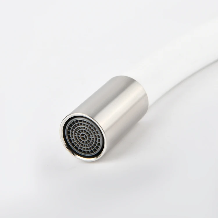 SANIPRO Factory Wholesale Silicone Flexible Neck Rotating 304 Stainless Steel Water Tap Mixer Pull Out Kitchen Basin Sink Faucet
