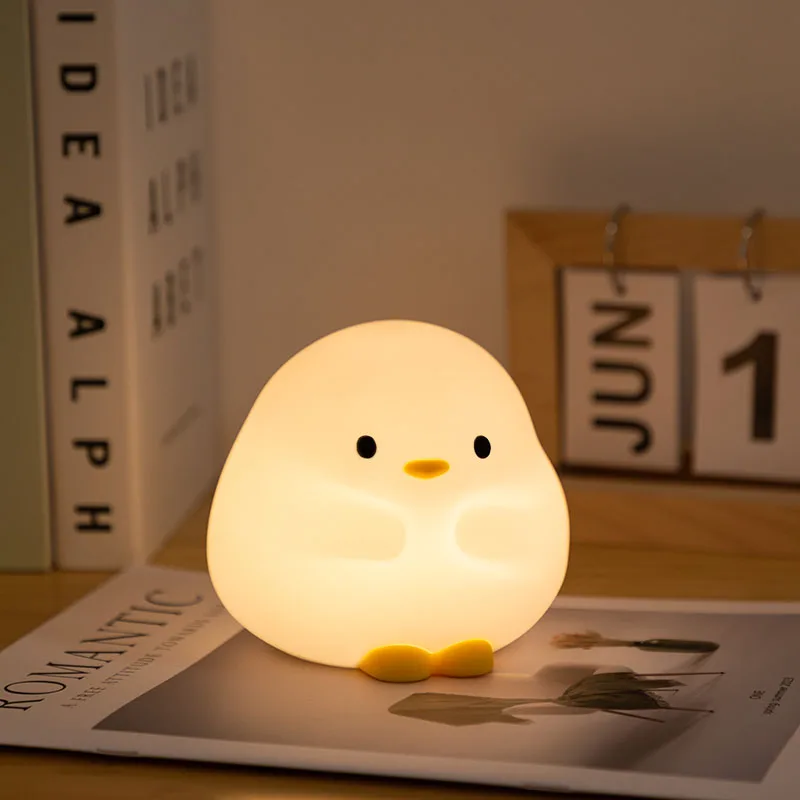ICARER FAMILY Kawaii Kids Gift USB Rechargeable Cartoon Cute Duck Night Light Modern LED Lamp for Kids Room Sleeping Duck Design
