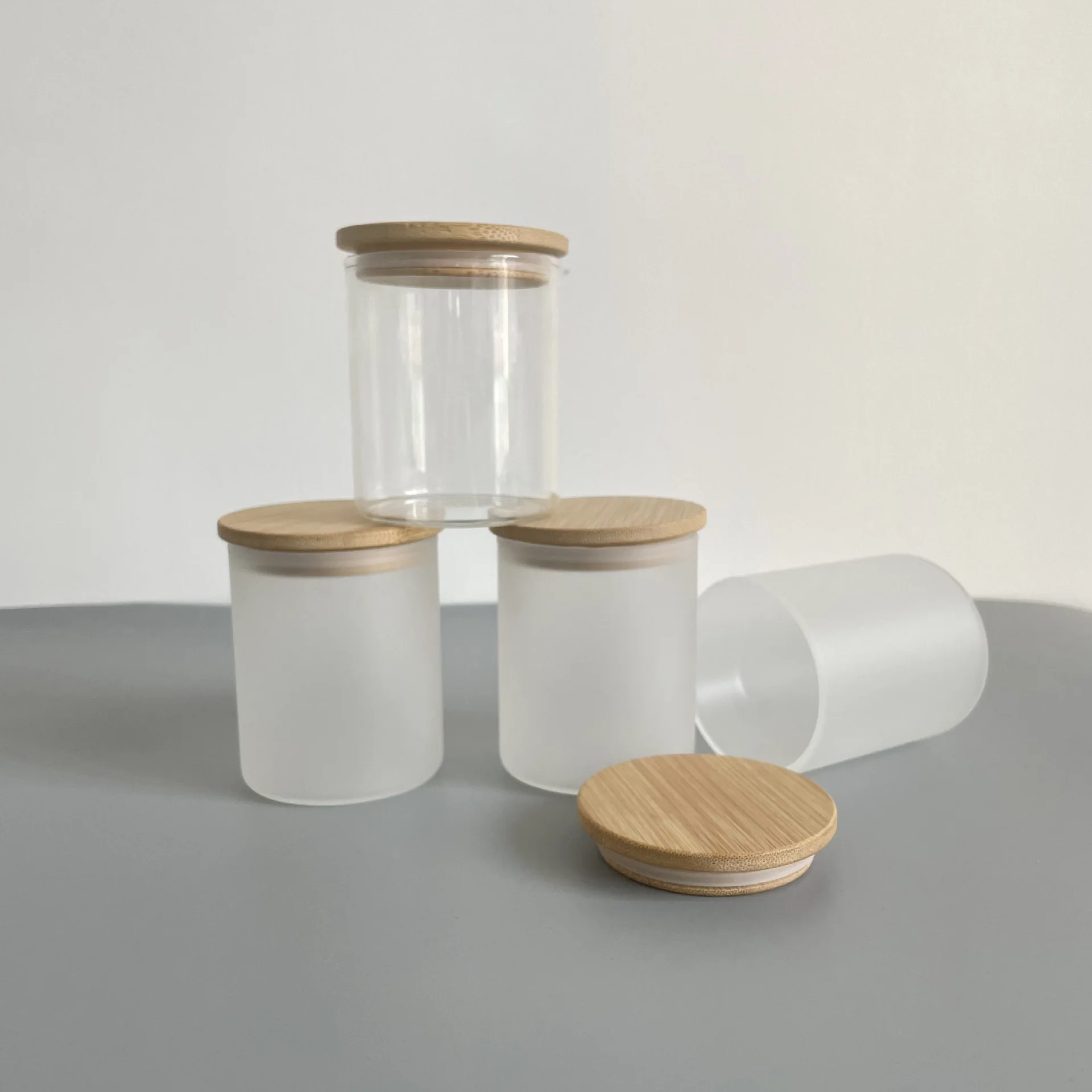 Wholesale 6oz 10oz sublimation blanks lanterns and candle holders clear frosted sublimation glass candle jars