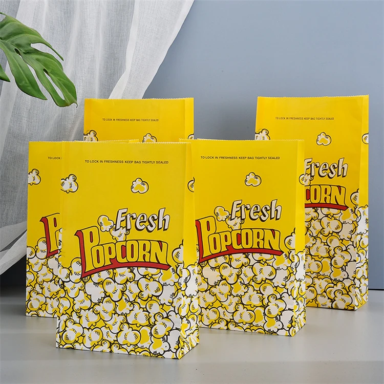 KM Eco friendly disposable grease proof  recyclable pop corn packaging popcorn turkey paper bag