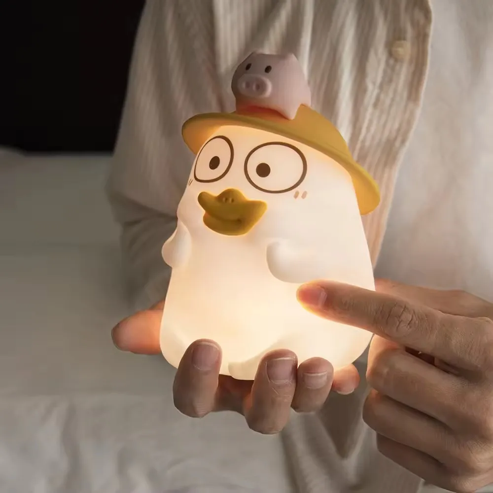 2024 New product duck silicone 3d anime night light Southeast Asia popular touch control duck kids night light