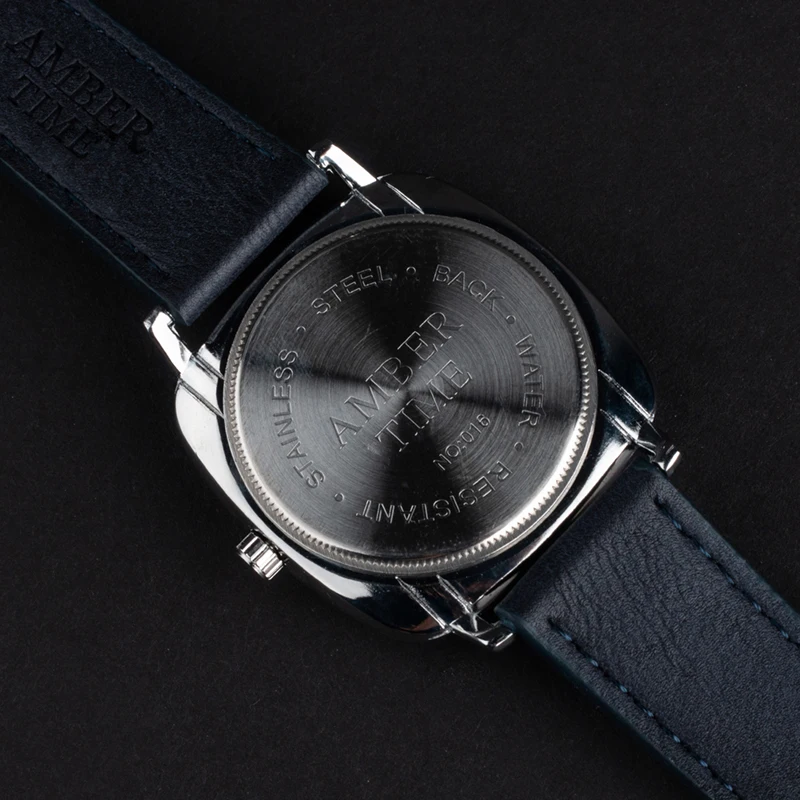 AMBER TIME Brand Luxury Mens Watches Male Clock Date Sport Leather Strap Quartz Business Watches Relogio Masculino
