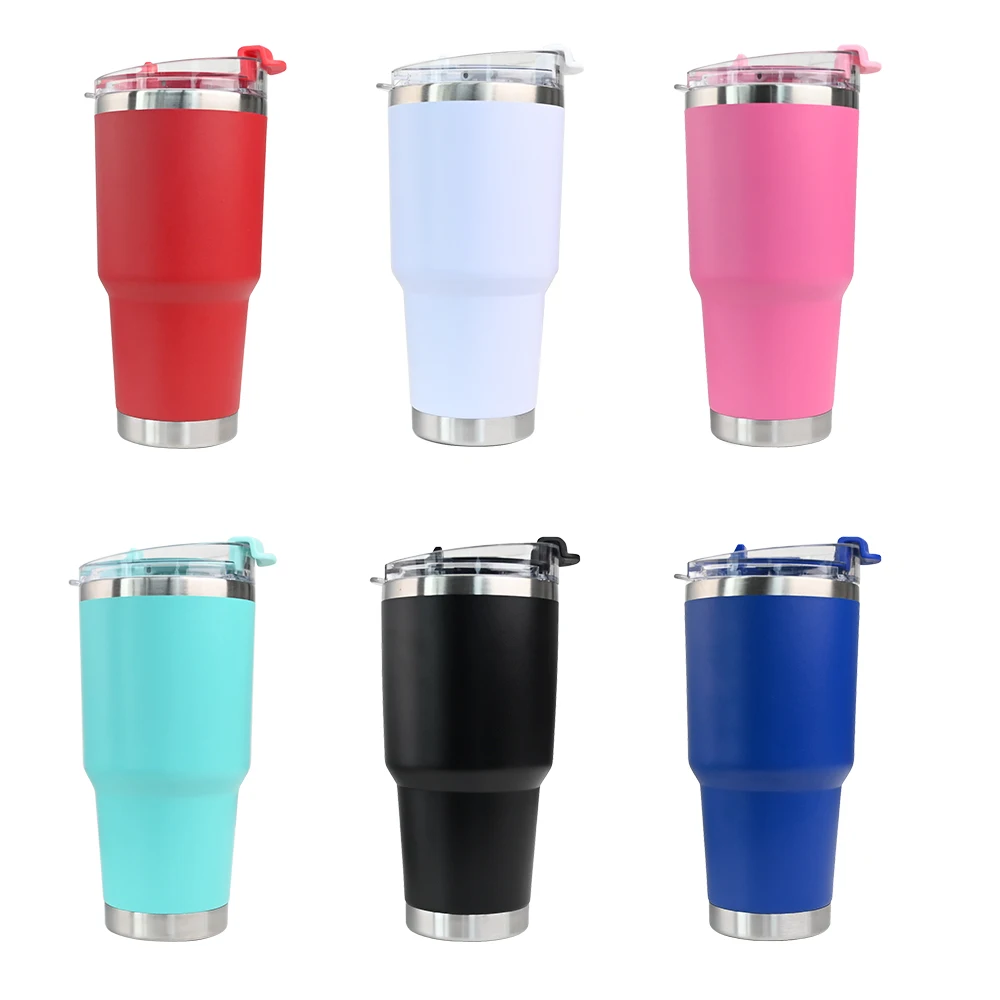 Custom logo new lids 30oz powder coated vacuum tumbler stainless steel insulated car travel coffee mugs with straw