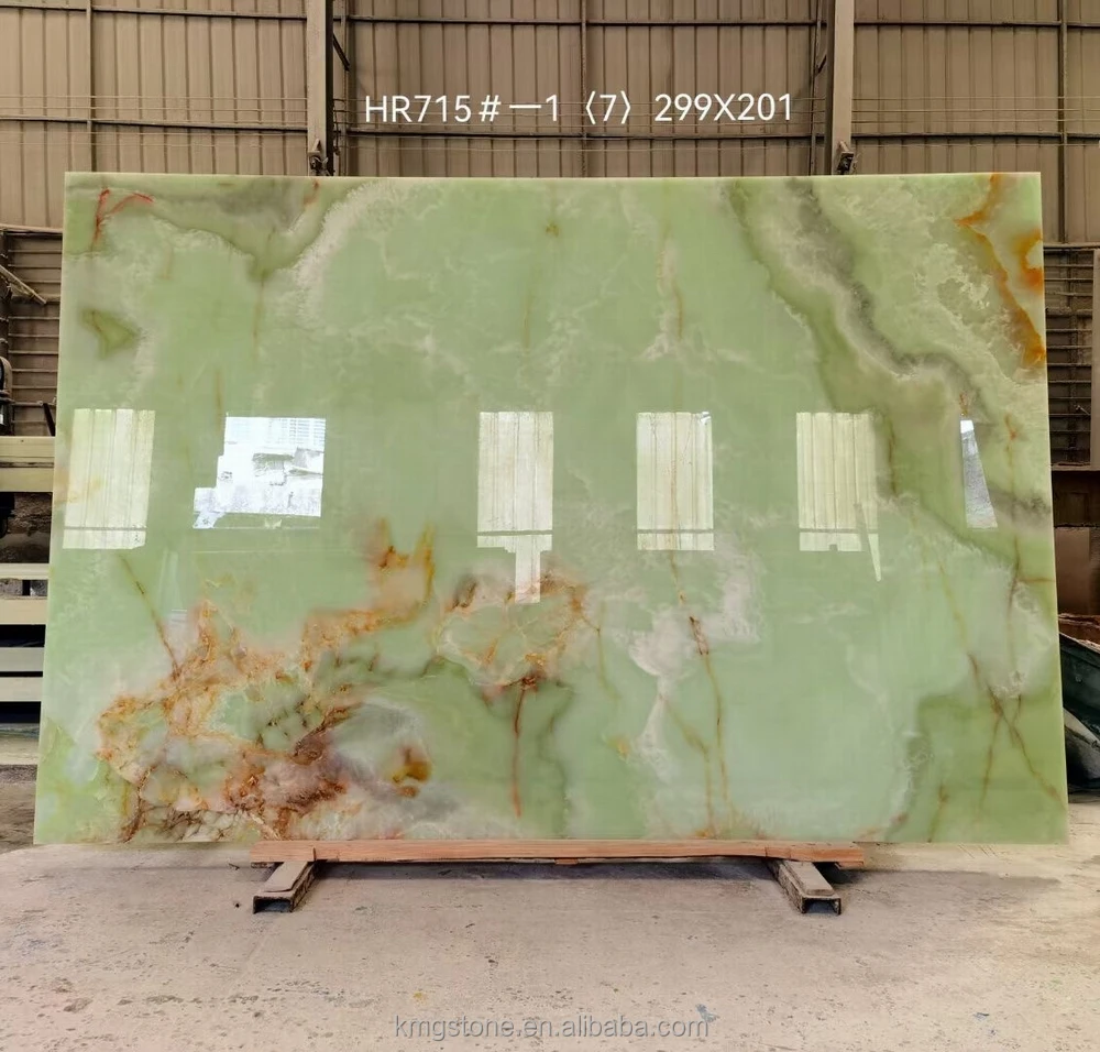 Jade Green Onyx Slabs Natural Fireproof Tile for Dining Living Room Bedroom Application