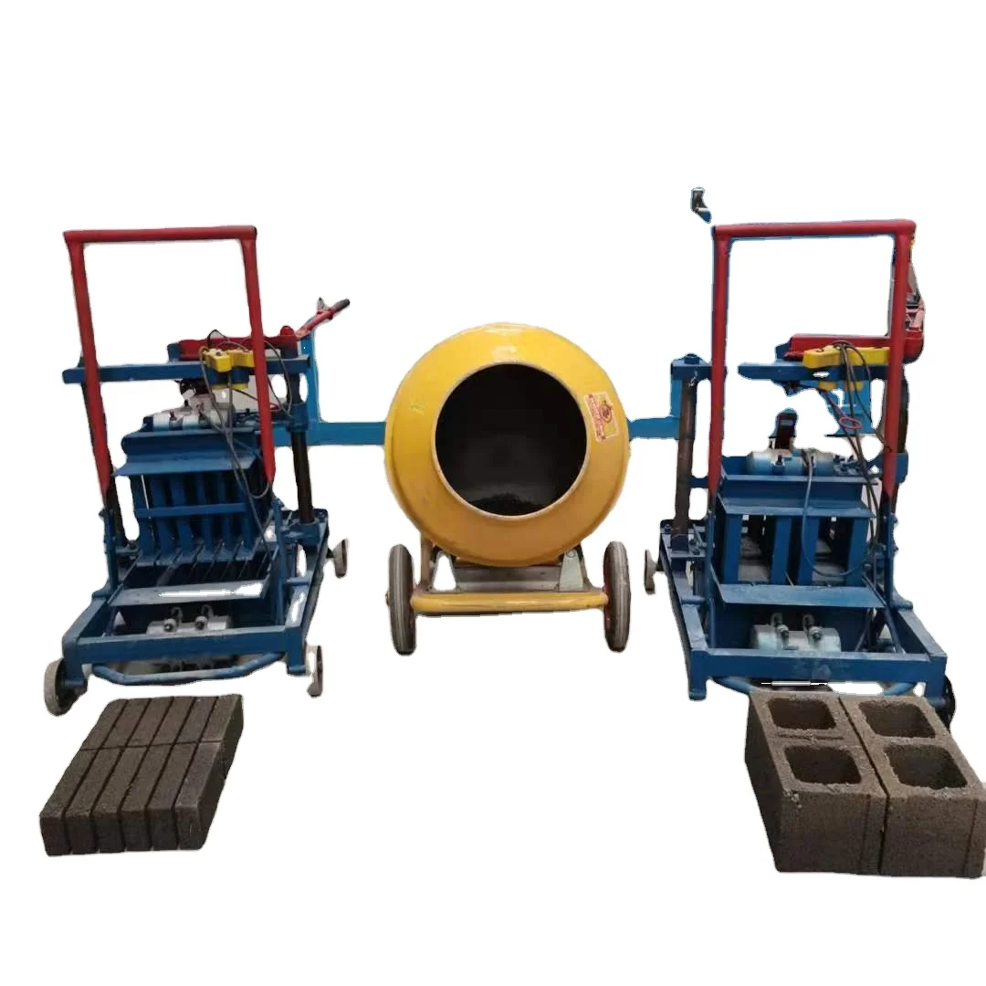 Small Mobile Manual Concrete Cement Block Brick Making Machine Hollow Concrete Block Brick Making Machine For Sale