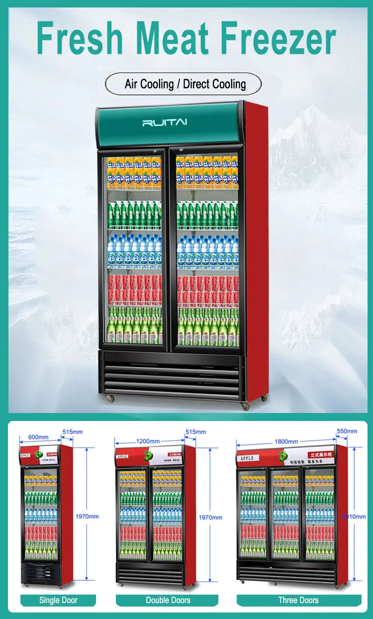 Open deli chiller supermarket meat display fridge refrigerator commercial cooler glass door refrigeration equipment