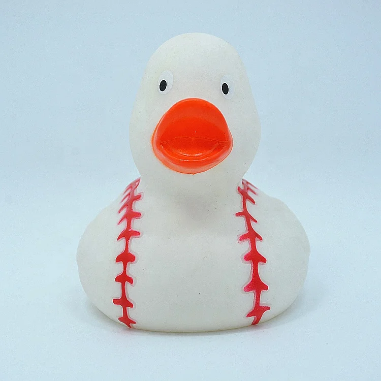 Wholesale Promotional Custom Soft PVC Bath Duck Squeeze Floating Plastic Baseball Rubber Duck