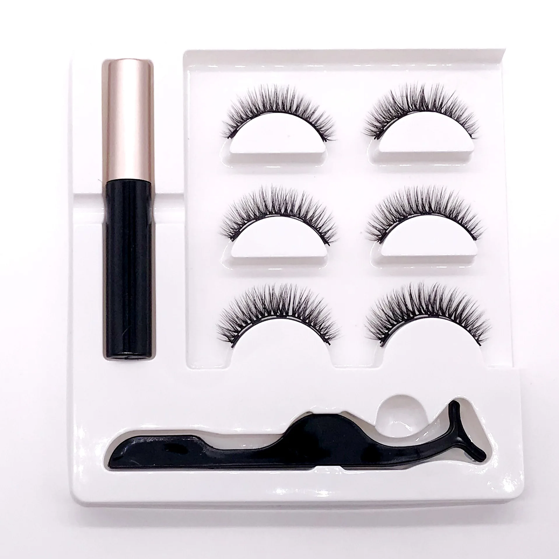 Hot selling 2022 Magnetic Silk Eyelashes Custom Eyelash Magnetic Box 3D Mink Magnetic Eye Lashes with Magnetic Eyeliner Set