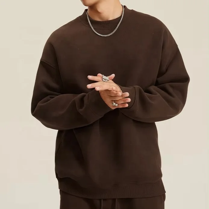 heavy weight 345gsm fleece vintage sweater pullover hoodie unisex oversized crewneck sweatshirt custom logo hoodies men hooded