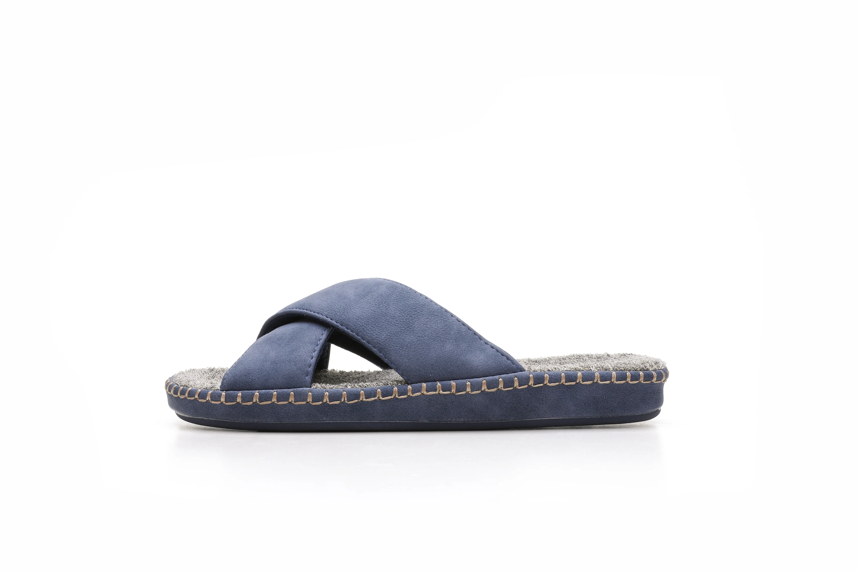 Customize logo Comfortable high quality  Men Casual Cross band Slippers Causal Flats Slippers