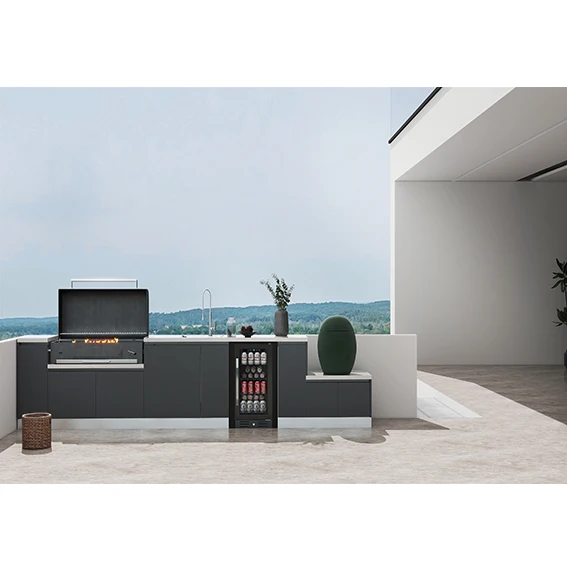 Full Set Modern Smart Outdoor Stainless Steel Kitchen with Built-in Refrigerator and BBQ Grill for Home and Garden
