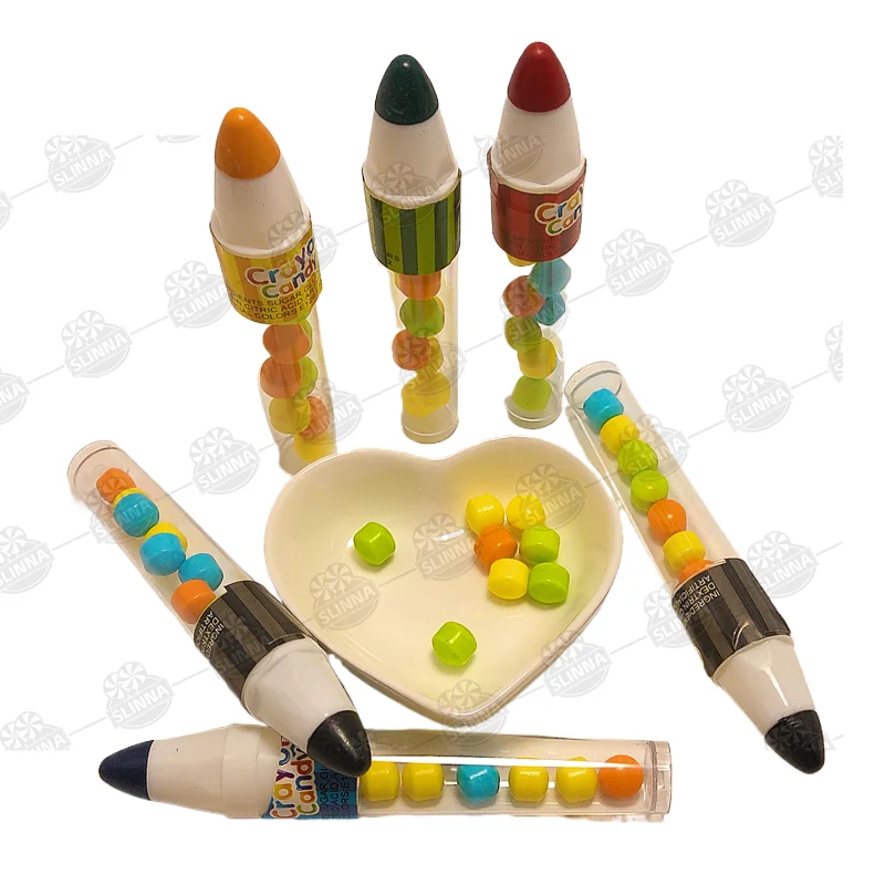 China funny fruity flavor crayon candy toys halal box packaging paintbrush playful toy fruity tablet candy cartoon candy toys