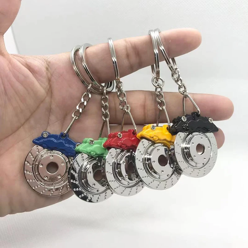 Creative Mini Car Automobile parts Metal Keychain Turbo Gear Hub Brake Disc Shock Absorber Keyring